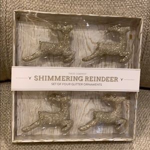 Shimmering Crystal Reindeer Set of 4 Ornaments
